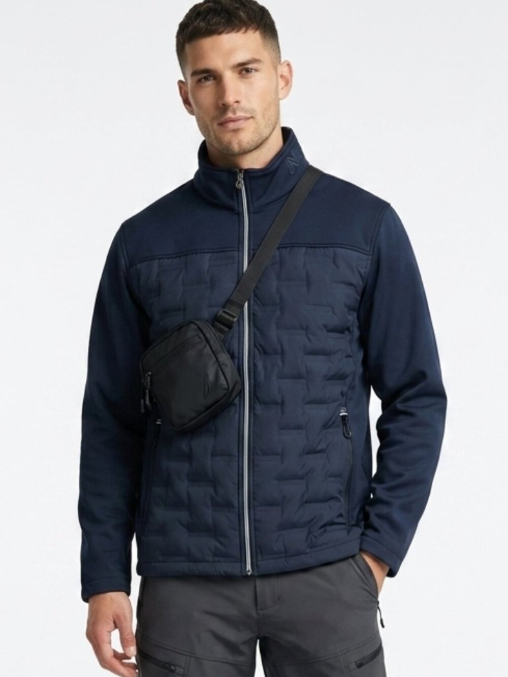 Nautica Jacket Navy Full Zip Softshell Quilted Gorpcore Outdoors Techwear XL